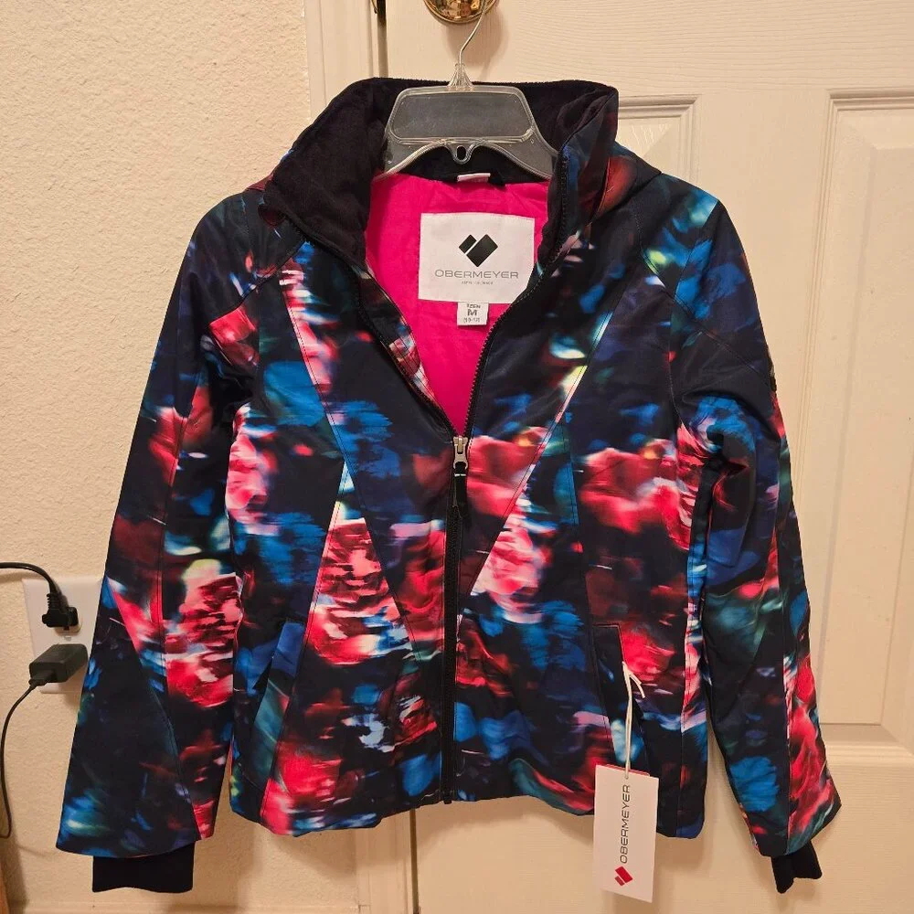 Obermeyer Rylee Print Jacket, Teen Med 10-12‎ Color Bloominescense, NEW Hooded